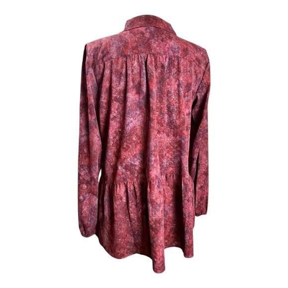 LOGO Lori Goldstein Top Tunic Blouse S Ruffle Peplum Button Long Sleeve - Picture 4 of 9